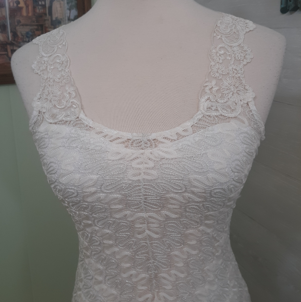 Free people bodycon metallic lace dress sz XS *Q - Picture 3 of 8